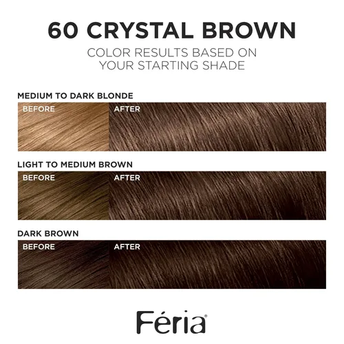 Miniatura 2 de L'Oreal Paris Feria - Tinte permanente multifacético y brillante, 60 Crystal Brown (castaño claro), paquete de 1 60 marrón claro