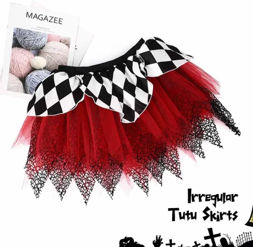 Miniatura 2 de TWINKLEDE Falda de disfraz de Halloween, faldas de tul irregulares para el Día de los Muertos, falda tutú de fiesta para mujeres y niñas
