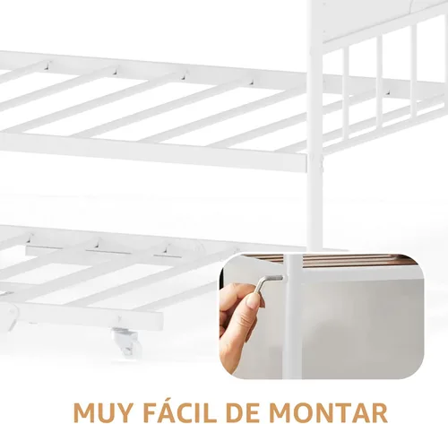 Miniatura 8 de Sofá cama con nido, cama de metal tamaño individual con cabecera elegante, marco de sofá cama con cama nido desplegable emergente, plataforma