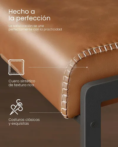 Miniatura 4 de VASAGLE Colección EKHO - Juego de 2 Taburetes de Bar, Taburetes de Altura de Mostrador con Respaldo, Taburetes de 26.4 Pulgadas, De Cuero Sintético