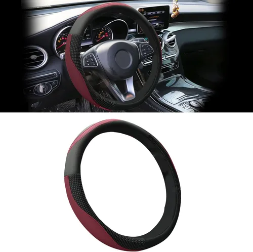 Miniatura 9 de Funda para volante de automóvil con círculo interior, protector de cuero mejorado de 15 pulgadas para hombres y mujeres, accesorios interiores