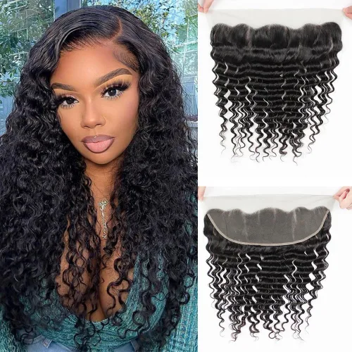 Miniatura 15 de CHEEON Frontal de encaje HD de 13 x 4 de 12 pulgadas, cabello humano brasileño ondulado con cierre frontal de encaje, 100% cabello humano virgen sin