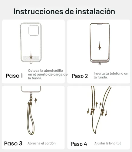 Miniatura 9 de TORRAS Correa cruzada para teléfono con 2 pestañas para teléfono, correa ajustable antirrobo para todos los teléfonos, hebillas de metal de alta