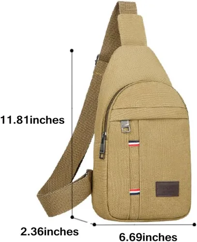 Miniatura 4 de Men Canvas Sling Crossbody Bag Smart Pratical Large Capacity Day Pack for Hiking Camping