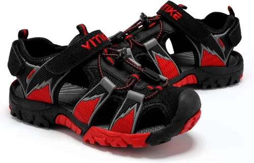 Miniatura 28 de JMFCHI Sandalias deportivas de verano para niños y niñas, sandalias de punta cerrada para exteriores, zapatos atléticos para agua, sandalias
