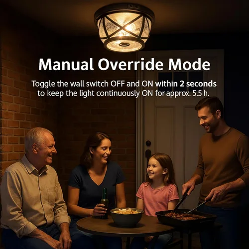 Miniatura 3 de Lámpara de techo con sensor de movimiento, montaje empotrado para exteriores, manual del atardecer al amanecer, negro mate, impermeable, lámpara