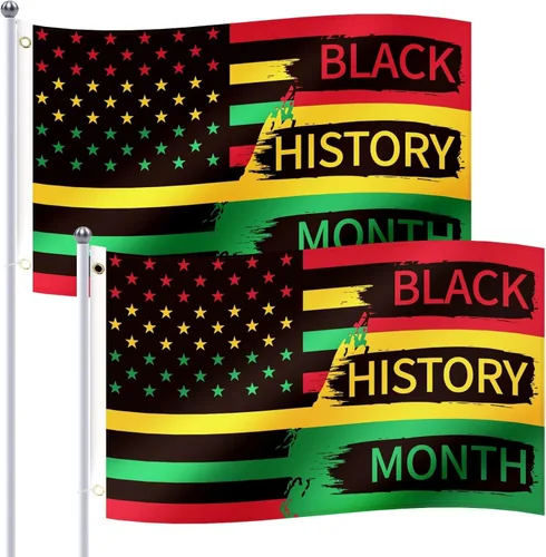 Miniatura 9 de JUNEBRUSHS Paquete de 2 banderas de Juneteenth para exteriores, 3 x 5 pies, bandera afroamericana para decoración del día de junio, exteriores