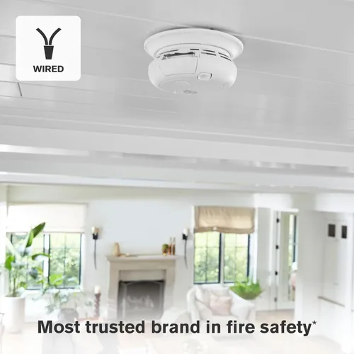 Miniatura 4 de First Alert SMCO100V-AC, Alarma de combinación cableada para humo y monóxido de carbono con interconexión, respaldo de batería y alertas de voz