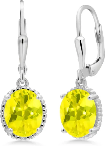 Miniatura 42 de Gem Stone King Aretes colgantes de gota para mujer, plata de ley 925, piedra natal ovalada de 0.354 x 0.276 in, joyería fina, regalos para ella