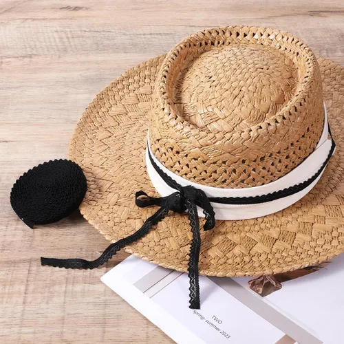 Miniatura 6 de Ribete de encaje negro de 10 yardas, cinta de encaje de ganchillo de 0.39 pulgadas para manualidades, cordones elásticos anchos para decoración