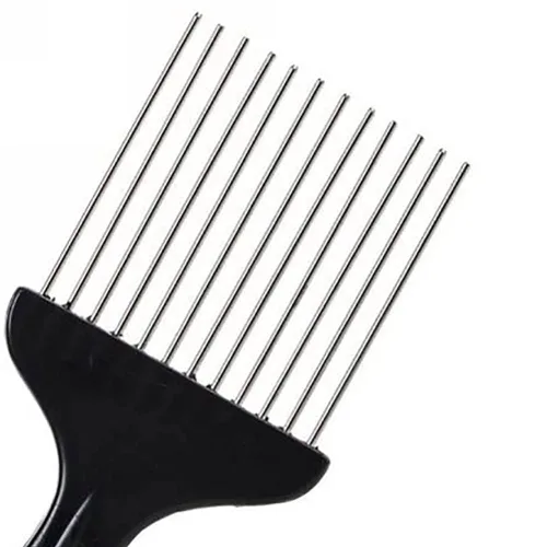 Miniatura 7 de Púa de pelo de metal, peine afro, peine de peinado, peine de peinado, cepillo rizado para el cabello, tenedor de plástico, peine antiestático