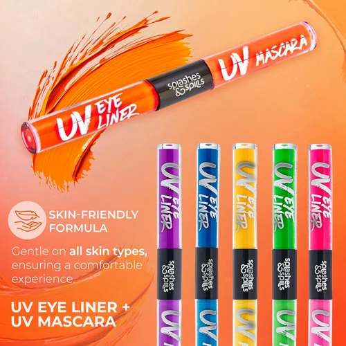 Miniatura 2 de Dúo delineador de ojos y rímel con luz negra UV, paquete variado de 6 colores, 0.2 onzas líquidas, etapa de día o noche, discotecas o maquillaje