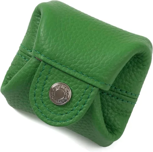 Miniatura 26 de Cockatoo Monedero de cuero genuino para cambio, mini billetera con bolsillo a presión para hombres y mujeres, Rojo (Aurora Red), Casual