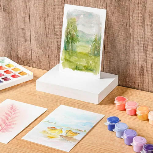 Miniatura 5 de 240 hojas de papel de acuarela a granel, papel de prensa en frío de 110 lb/230 GSM, papel de color de agua blanca para dibujar tarjetas de regalo