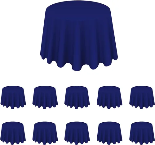Miniatura 10 de LALAPORT Paquete de 10 manteles redondos de poliéster de 108 pulgadas color negro de alta calidad para bodas, fiestas, eventos, banquetes, bufés