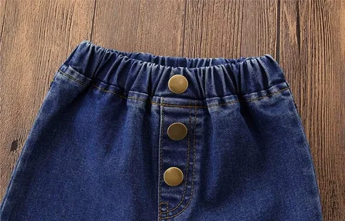 Miniatura 5 de MODNTOGA Pantalones de mezclilla para niñas bebés, pantalones acampanados vintage, pantalones acampanados para niños, ropa occidental para niñas