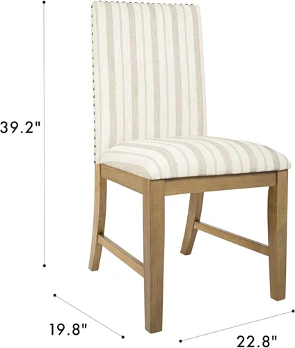 Miniatura 130 de Homepop Silla de comedor con detalles festoneados, sillas de comedor Parsons tapizadas, muebles decorativos para el hogar, tejido gris claro