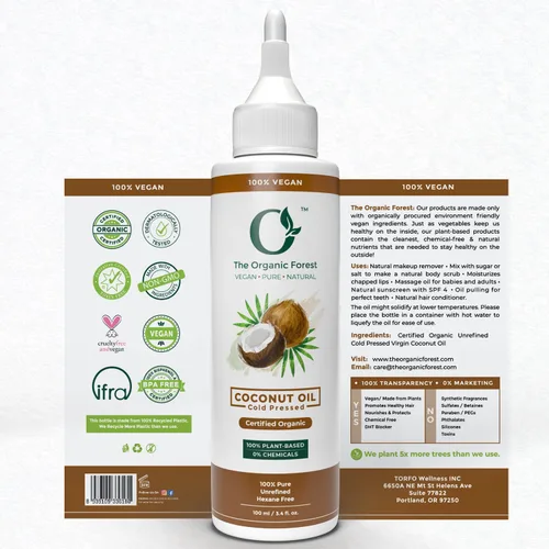Miniatura 3 de Aceite de coco orgánico a base de plantas para piel y cabello Aceite de coco puro para cabello dañado, hidratación profunda y masaje Aceite