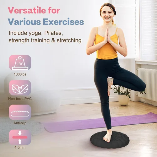 Miniatura 5 de kisnbld Cojín Tambaleante, Asiento Wiggle Extra Grueso para Niños Sensoriales, Disco de Equilibrio Antideslizante con Bomba de Inflado para Fuerza