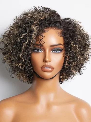 Miniatura 11 de LUVME HAIR - Peluca de cabello humano estilo Bob, de 8 pulgadas, precortada, sin pegamento, con cierre de encaje HD, predepilada, cabello humano