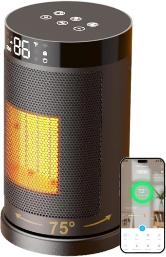 Calentador de espacio, calentadores eléctricos para uso en interiores, pantalla digital, temporizador de 24 horas, 1500 W, calentador de cerámica