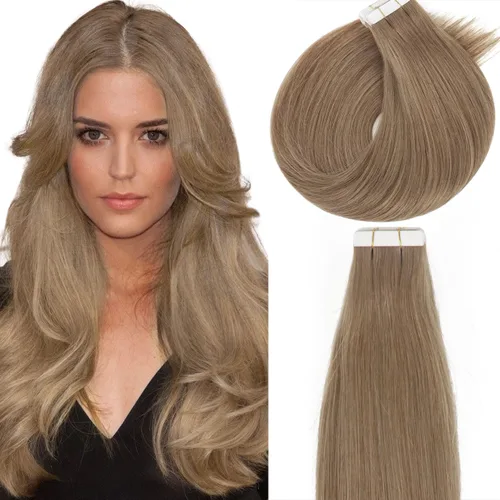 Miniatura 35 de Lacer Extensiones de cabello humano Remy con cinta, 20 piezas, 1.76 oz, extensiones de cabello humano con cinta color marrón chocolate a rubio