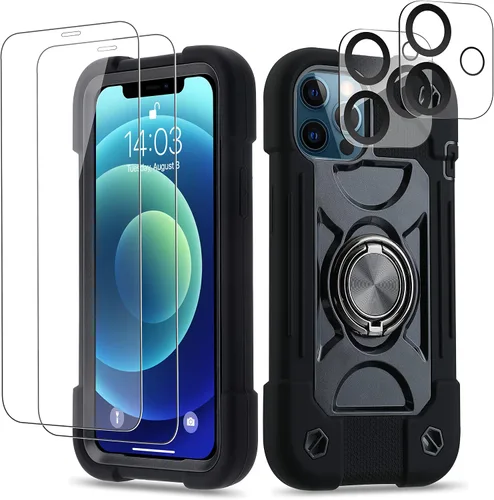 Miniatura 55 de Funda para iPhone 11 de 6.1 pulgadas con soporte de anillo, con 2 protectores de pantalla de vidrio, resistente a los golpes, resistente a