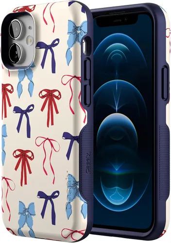 Miniatura 2 de Casely Funda para iPhone 12 Mini American Girlie Lazos rojos, blancos y azules Diseño protector audaz Compatible con MagSafe