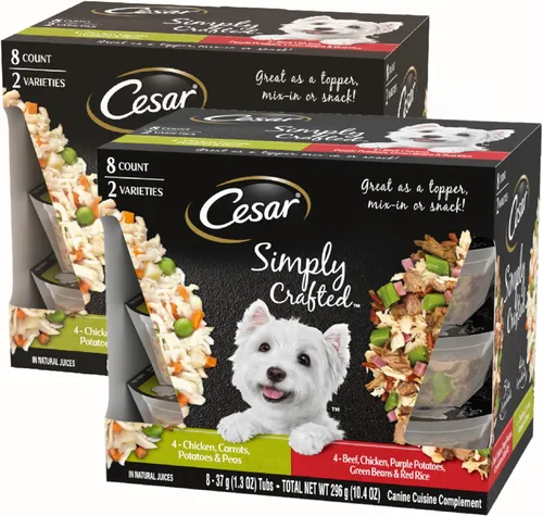 Miniatura 13 de Thierry Mugler Cesar Simplemente elaborado para adultos para adultos Comida para perros Comida Topper Variedad Pack, Pollo, Zanahorias, Y Frijoles