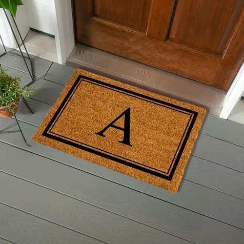 Miniatura 9 de Evergreen - Tapete de entrada con monograma con letra W, 28 x 16 pulgadas, fibra de coco natural que atrapa la suciedad, para todas las estaciones