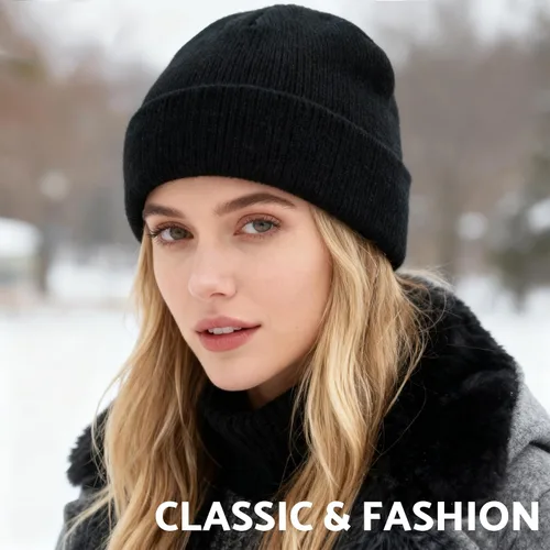 Miniatura 4 de PFFY Beanie for Men Women Unisex Knit Cuffed Plain Winter Thick Lined Beanies Hats