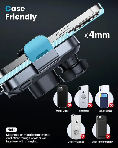 Miniatura 6 de APPS2Car Cargador inalámbrico de doble bobina para automóvil, sujeción automática de 15 W, soporte de carga inalámbrica para teléfono, soporte