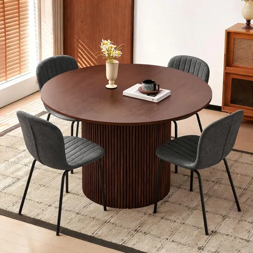 Miniatura 35 de Juego de Mesa de Comedor Redonda de 37 Pulgadas para 4, Moderno Juego de Café de Cocina de Círculo Pequeño para Apartamento, Sala de Estar, Oficina