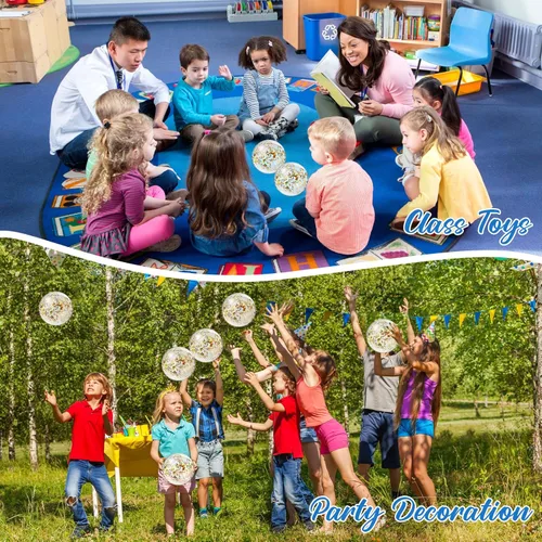 Miniatura 6 de Hungdao 25 bolas inflables de playa con purpurina de 8 pulgadas, mini bola de confeti flotante transparente para niños, pelota de fiesta temática