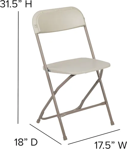 Miniatura 2 de EMMA + OLIVER Juego de 10 sillas plegables de plástico, capacidad de peso de 650 libras, silla plegable apilable ligera en color beige