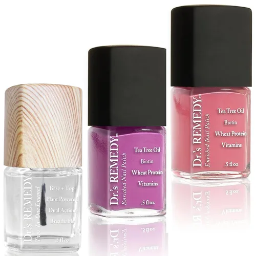 Miniatura 10 de Dr's Remedy - Kit de 3 esmaltes de uñas, kit ANNIVERSARY, fortalecedor de uñas enriquecido natural, no tóxico y orgánico, BRAVE Berry/TOTAL esmalte