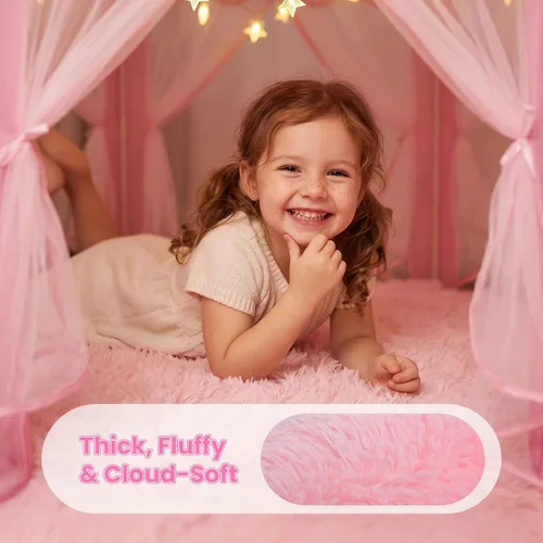 Miniatura 3 de Tienda de campaña de princesa para niñas en interior: con alfombra, luces de estrella, tienda de campaña rosa para niños, juguetes para niñas
