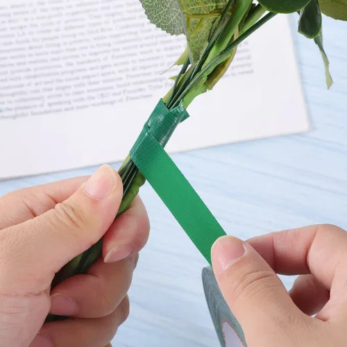 Miniatura 5 de Prudiut Cinta floral verde impermeable con flores, cinta adhesiva de 1/2 pulgada de ancho para envolver ramos, manualidades florales