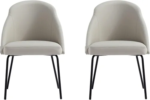 Miniatura 9 de Manhattan Comfort Gracie - Juego de 1 sillas de comedor modernas de piel sintética, asiento tapizado de piel sintética, patas de acero, espuma