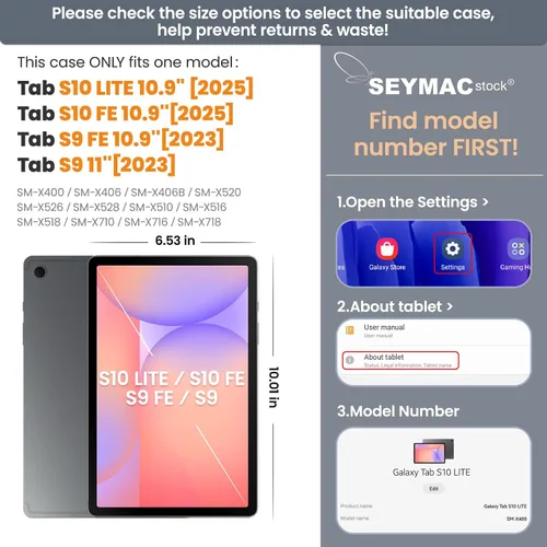 Miniatura 2 de SEYMAC stock Funda para Samsung Galaxy Tab S10 Lite / S10 FE / S9 FE 5G / S9 Funda para Tableta 10.9''/ 11'' Protectora con Protector de Pantalla