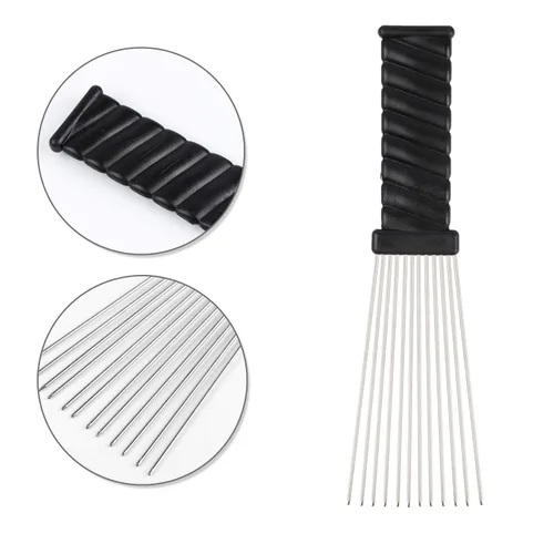 Miniatura 7 de 5 unids Afro Peine Metal Afro Americano Pick Peine Peluquería Herramienta de Peinado Selección de Pelo para Peinado Negro