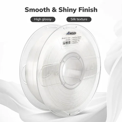 Miniatura 2 de AMOLEN - Filamento de seda PLA para impresora 3D de 1.75mm, filamento brillante blanco para impresión 3D, carrete de 1kg (2.2 libras), compatible