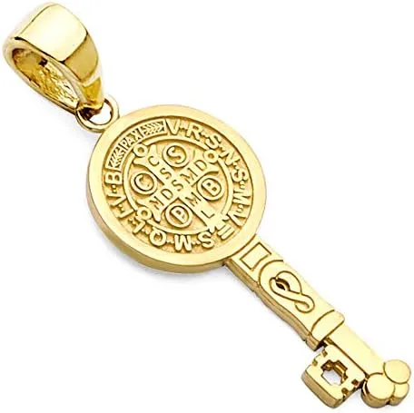 Miniatura 2 de Colgante de oro amarillo de 14 quilates San Benito tamaño 0984 x 0315in