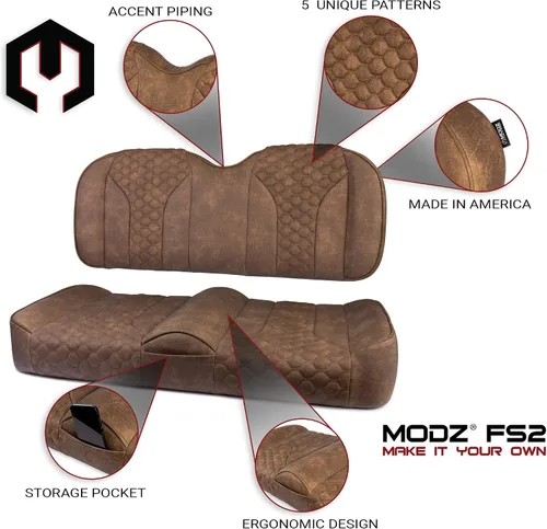 Miniatura 2 de MODZ® FS2 Custom Golf Cart Asiento Delantero para Yamaha Drive2 - [2017-Up] - [Añadir $40] - Base Marrón - Patrón Cobra