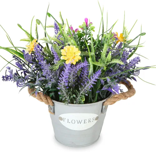 Plantas falsas de lavanda moradas, flores en maceta de 10 pulgadas de alto, plantas artificiales en maceta para el hogar, cocina, patio, mesa de