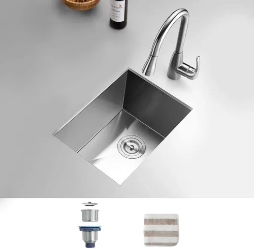 Miniatura 20 de TORVA Fregadero de Montaje Bajo para Cocina de 17 x 19 Pulgadas, Fregadero de Barra de Acero Inoxidable 304 Premium - 9 Pulgadas de Profundidad