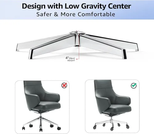 Miniatura 5 de MASTERY MART Base para silla de oficina de 28 pulgadas, resistente 2400 libras, Reemplazo de silla de escritorio de metal reforzado, Enchufe Plateado