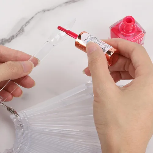 Miniatura 3 de 200 unidades de muestras de uñas transparentes con anillo y calcomanías de números, muestras de uñas de plástico para exhibición de color de esmalte