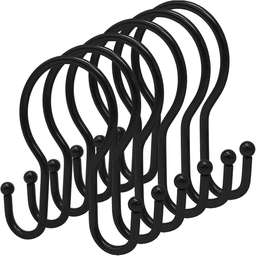 Ganchos dobles para cortina de ducha, 24 ganchos de ducha de metal inoxidables para cortina de ducha, anillos de ducha dobles para cortina de ducha,