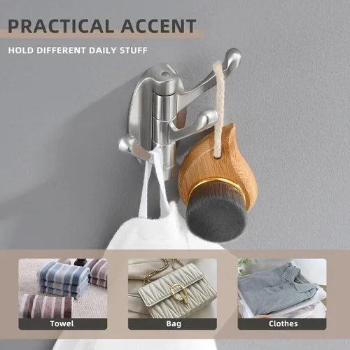 Miniatura 7 de Angle Simple Gancho para toallas de baño, gancho giratorio plegable de metal, colgador de bata para pared, níquel cepillado